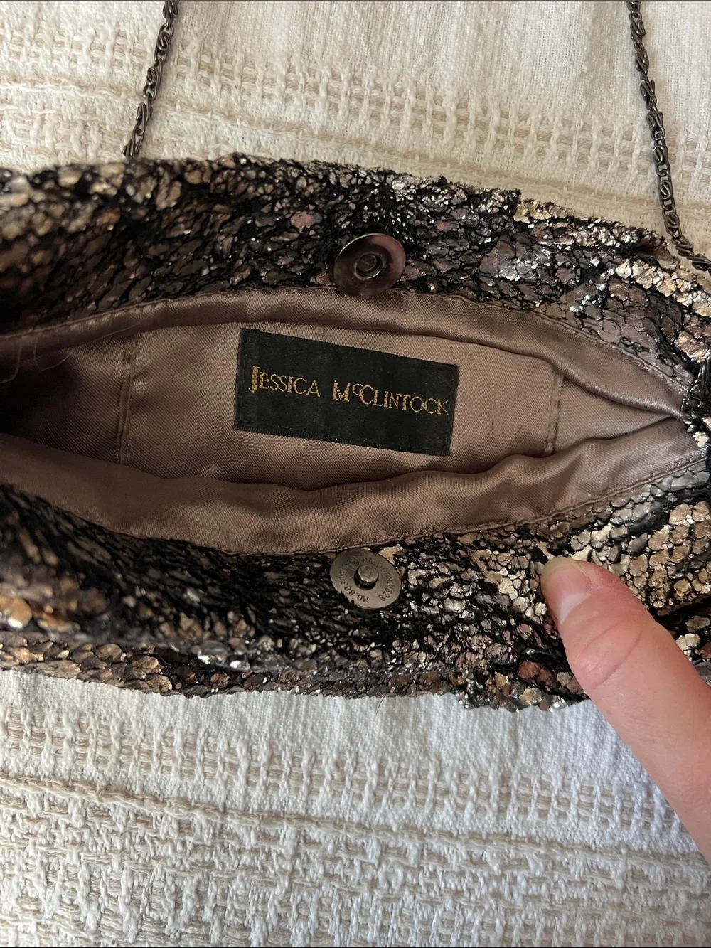 Jessica McClintock magnetic closure evening clutch bag